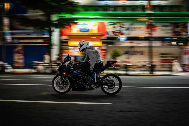 Motorcycle in motion