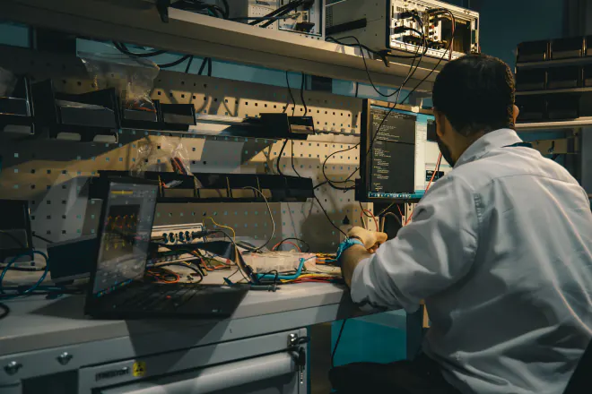 Reviewing test code beside the rig