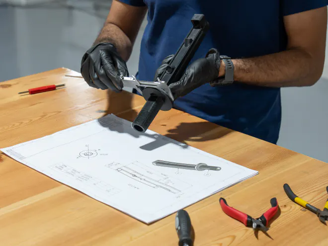 Components measured against the drawing