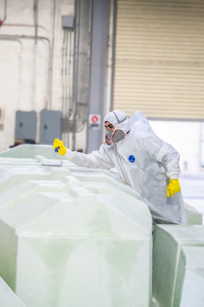 On-site application in protective gear